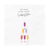 Cocktail-Servietten, "Mit Euch feier ich am liebsten!" Cocktail-Servietten, "Mit Euch feier ich am liebsten!"