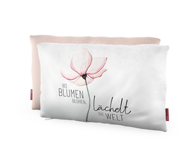Baumwoll-Kuschel-Kissen, Blüte, Wo Blumen blühen, lächelt die Welt