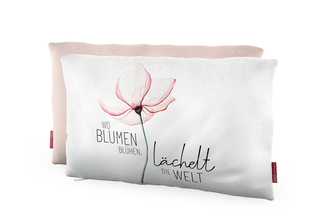 Baumwoll-Kuschel-Kissen, Blüte, Wo Blumen blühen, lächelt die Welt