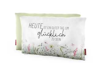 Baumwoll-Kuschel-Kissen, Wiese, Heute ist ein guter Tag um glücklich zu sein