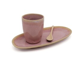 STONEWARE- Set L, Becher + Teller + Löffel, rosa