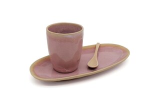 STONEWARE- Set L, Becher + Teller + Löffel, rosa