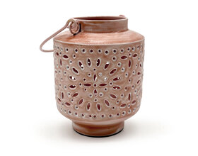Laterne, Metall, rosa, Höhe 19cm, LAT-011