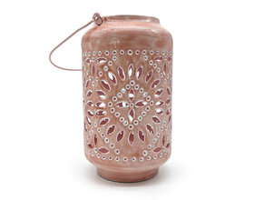 Laterne, Metall, rosa, Höhe 25,4cm, LAT-003