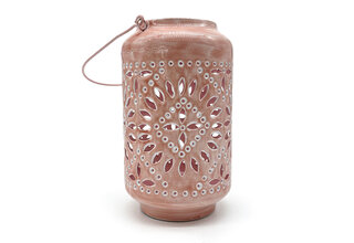 Laterne, Metall, rosa, Höhe 25,4cm, LAT-003