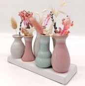 7 Väschen auf Tablett aus Keramik, multicolor