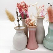 7 Väschen auf Tablett aus Keramik, multicolor