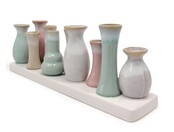 10 Väschen auf Tablett aus Keramik, multicolor 10 Väschen auf Tablett aus Keramik, multicolor