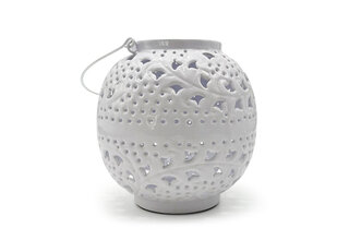 Laterne, Metall, weiß, Höhe 21cm, LAT-005