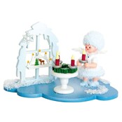 Drechslerei Kuhnert Schneeflöckchen auf Wolke mit Lichterkranz Drechslerei Kuhnert Schneeflöckchen auf Wolke mit Lichterkranz