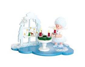 Schneeflöckchen auf Wolke mit Lichterkranz