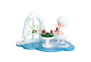 Schneeflöckchen auf Wolke mit Lichterkranz