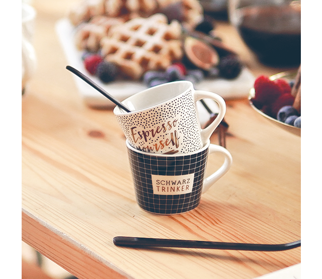 Espresso-Tasse mit Echtgold, "Lieblingstag" Espresso-Tasse mit Echtgold, "Lieblingstag"