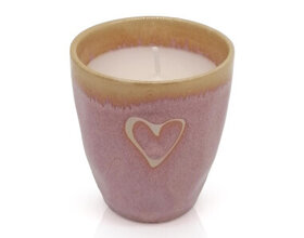STONEWARE Kerze im Espressobecher "Herz" rosa