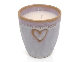 STONEWARE Kerze im Espressobecher "Herz" polarweiß