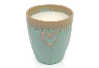 STONEWARE Kerze im Espressobecher "Herz" türkis