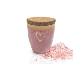 Gewürz im Espressobecher "Herz" rosa, "Knoblauch Chili Salz"