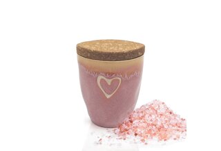 Gewürz im Espressobecher "Herz" rosa, "Knoblauch Chili Salz"