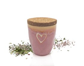 Gewürz im Espressobecher mit Herz, rosa, "Steak Pfeffer"