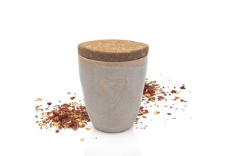 Gewürz im Espressobecher mit Herz, sand, "Bruschetta - klassisch"