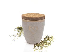 Gewürz im Espressobecher mit Herz, sand, "Italienische Kräuter"