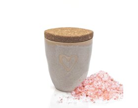 Gewürz im Espressobecher "Herz" sand, "Knoblauch Chili Salz"