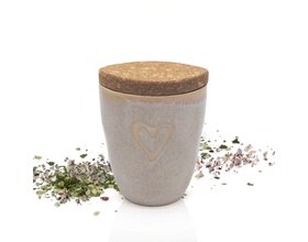 Gewürz im Espressobecher mit Herz, sand, "Steak Pfeffer"