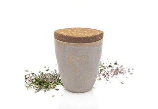 Gewürz im Espressobecher mit Herz, sand, "Steak Pfeffer"