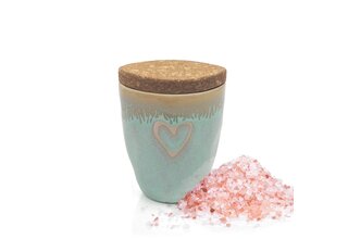 Gewürz im Espressobecher "Herz" türkis, "Knoblauch Chili Salz"