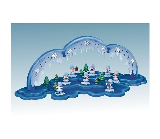 Drechslerei Kuhnert, Bogen für Schneeflöckchen, beleuchtet - ohne Figuren - Drechslerei Kuhnert, Bogen für Schneeflöckchen, beleuchtet - ohne Figuren -