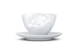 Kaffee-Tasse & Unterteller "Glücklich"