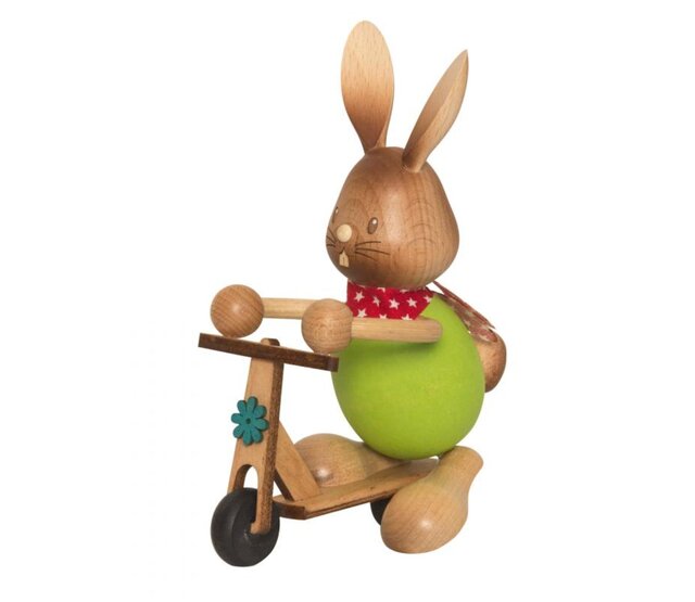 Drechslerei Kuhnert - Osterdekoration / Osterhase - Stupsi Hase mit Roller Drechslerei Kuhnert - Osterdekoration / Osterhase - Stupsi Hase mit Roller