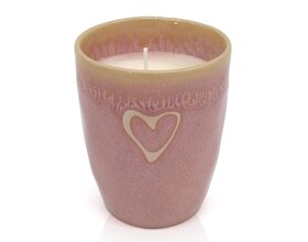 STONEWARE Kerze im Becher "Herz" rosa