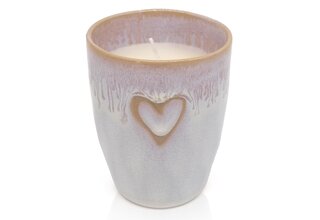 STONEWARE Kerze im Becher "Herz" polarweiß