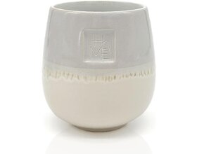 Tasse ohne Henkel lasiert, grau, Motiv Home