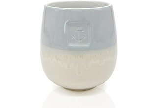 Tasse ohne Henkel lasiert, blau, Motiv Anker