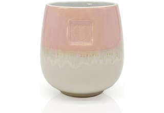 Tasse ohne Henkel lasiert, rosa, Motiv Herz