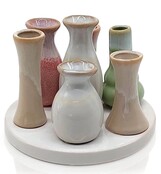 7 Väschen auf rundem Tablett aus Keramik, multicolor 7 Väschen auf rundem Tablett aus Keramik, multicolor