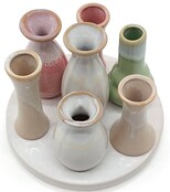 7 Väschen auf rundem Tablett aus Keramik, multicolor 7 Väschen auf rundem Tablett aus Keramik, multicolor