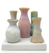 5 Väschen auf quadratischem Tablett aus Keramik multicolor 5 Väschen auf quadratischem Tablett aus Keramik multicolor