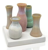 5 Väschen auf quadratischem Tablett aus Keramik multicolor 5 Väschen auf quadratischem Tablett aus Keramik multicolor