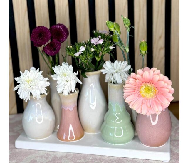 7 Väschen GROß auf Tablett  aus Keramik multicolor 7 Väschen GROß auf Tablett  aus Keramik multicolor