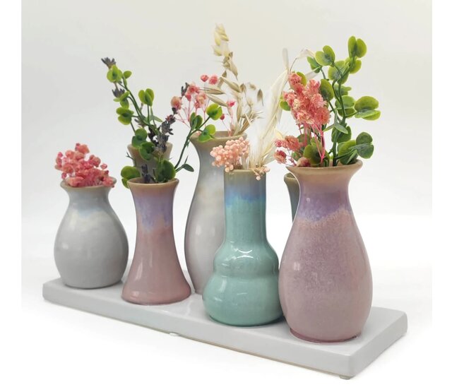 7 Väschen GROß auf Tablett  aus Keramik multicolor 7 Väschen GROß auf Tablett  aus Keramik multicolor