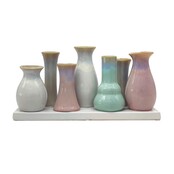 7 Väschen GROß auf Tablett  aus Keramik multicolor 7 Väschen GROß auf Tablett  aus Keramik multicolor