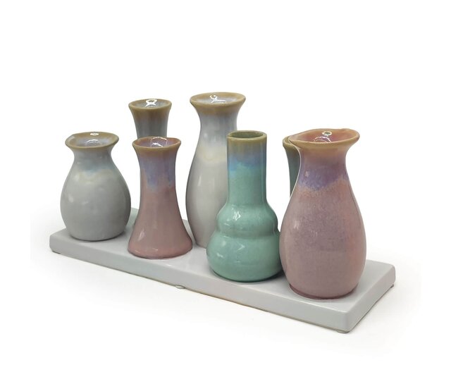 7 Väschen GROß auf Tablett  aus Keramik multicolor 7 Väschen GROß auf Tablett  aus Keramik multicolor