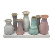 7 Väschen GROß auf Tablett  aus Keramik multicolor 7 Väschen GROß auf Tablett  aus Keramik multicolor