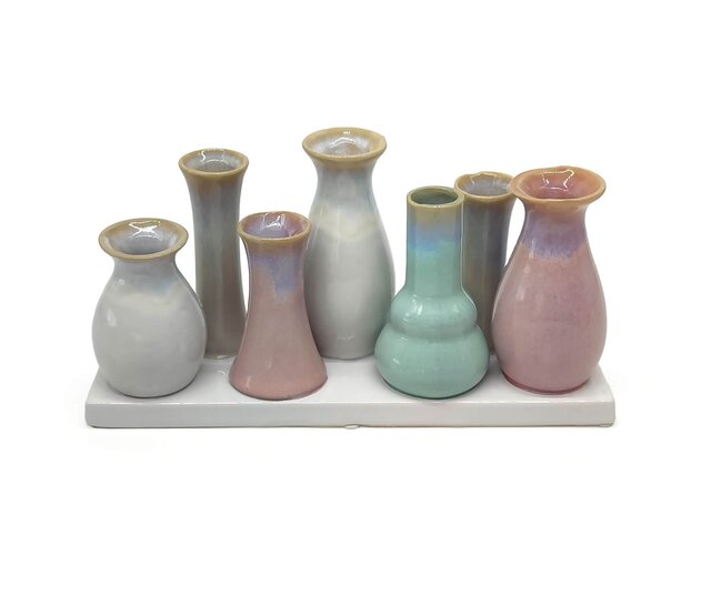 7 Väschen GROß auf Tablett  aus Keramik multicolor 7 Väschen GROß auf Tablett  aus Keramik multicolor