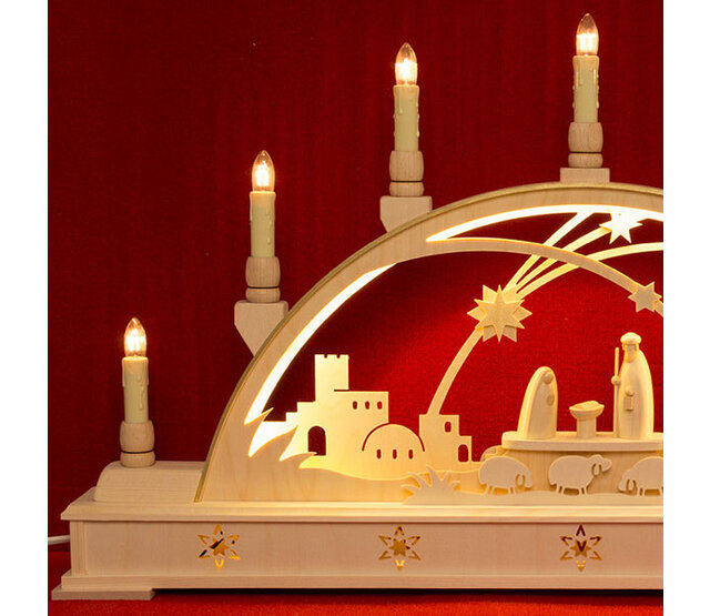 Seidel Schwibbogen Christi Geburt mit Sockel, LED Seidel Schwibbogen Christi Geburt mit Sockel, LED