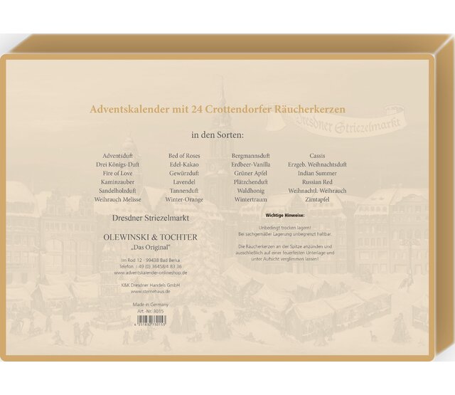 Räucherkerzen-Adventskalender, Weihnachten in Seiffen Räucherkerzen-Adventskalender, Weihnachten in Seiffen