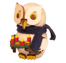 Drechslerei Kuhnert Holzfigur-Mini Eule mit Adventskranz